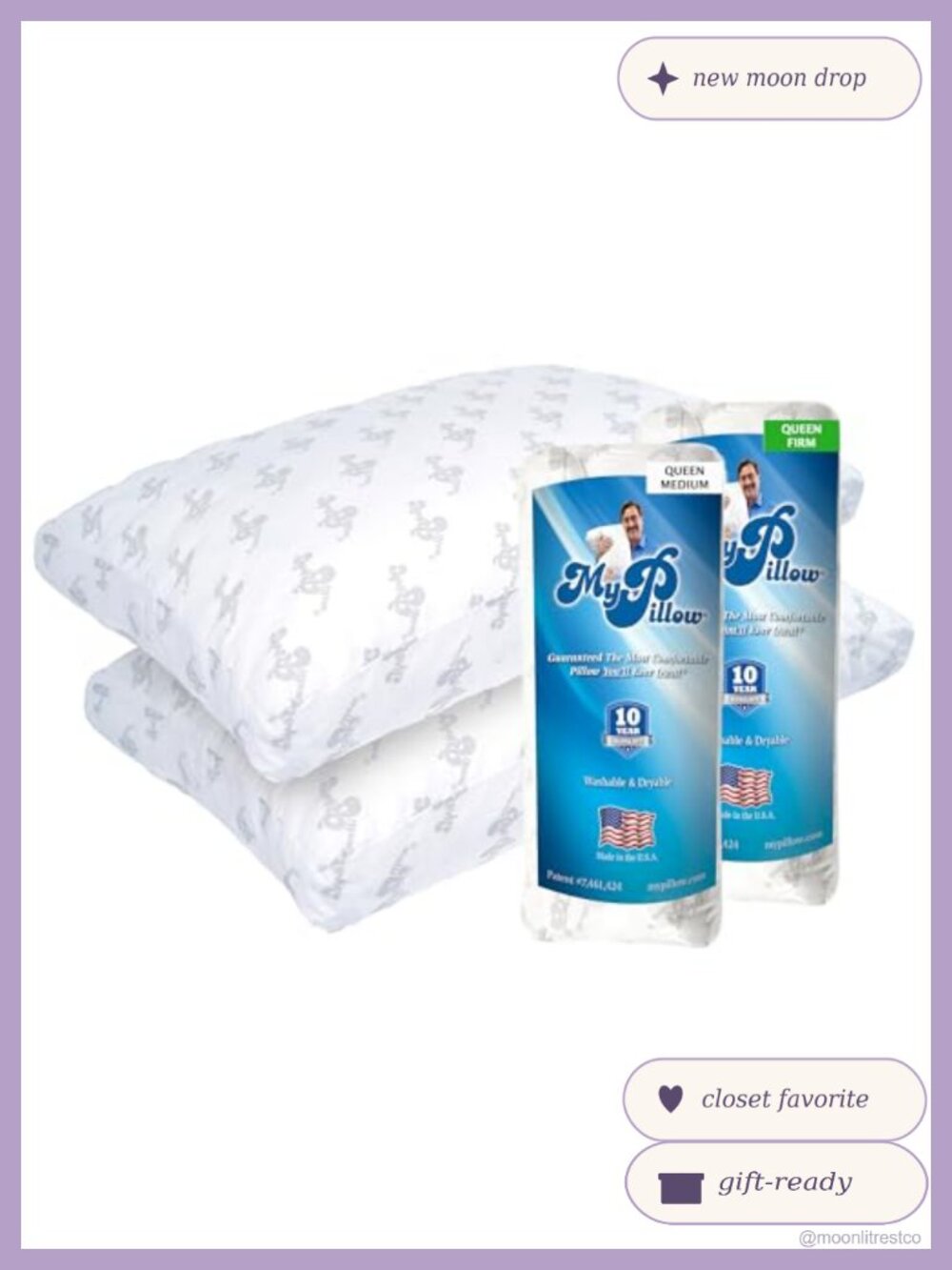 MyPillow Bed Pillows Queen Size Set of 2 Gusseted for All Sleepers